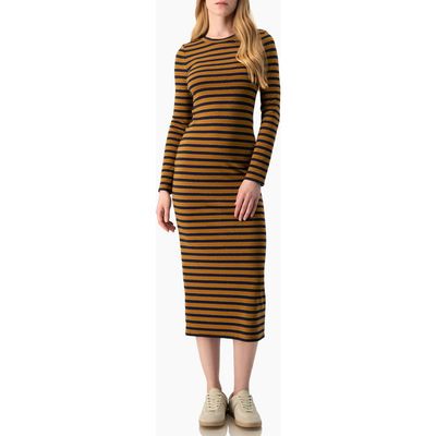 IVONNE IVONNE Long Sleeve Striped Fit-and-Flare Dress