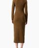 IVONNE IVONNE Long Sleeve Striped Fit-and-Flare Dress - 2