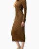 IVONNE IVONNE Long Sleeve Striped Fit-and-Flare Dress - 3