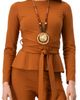 IVONNE IVONNE Long Sleeve Top with Crossed Tie Straps - 1