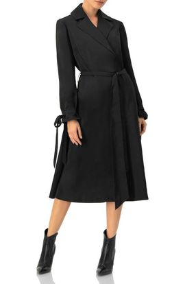 IVONNE IVONNE Long Sleeve Wrap Midi Dress