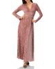 IVONNE IVONNE Long Velvet Pleated V-Neck Dress - 1