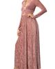 IVONNE IVONNE Long Velvet Pleated V-Neck Dress - 3
