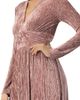 IVONNE IVONNE Long Velvet Pleated V-Neck Dress - 5