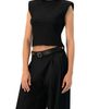 IVONNE IVONNE Padded-Shoulder Cropped Rhinestone Top - 1
