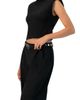 IVONNE IVONNE Padded-Shoulder Cropped Rhinestone Top - 3