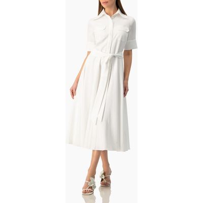 IVONNE IVONNE Patch-Pocket Belted Button-Front Midi Shirt Dress