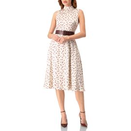 IVONNE IVONNE Polka Dot Midi Dress with Belt