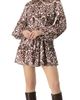 IVONNE IVONNE Puff Sleeve Abstract Print Short Dress - 1