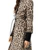IVONNE IVONNE Ribbed-Cuff Long Animal Print Coat - 3