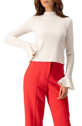 IVONNE IVONNE Ribbed Long-Sleeve Top with Flared Cuffs