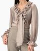 IVONNE IVONNE Ruffled V-neck Blouse With Lace-up Detail - 1