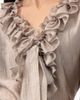 IVONNE IVONNE Ruffled V-neck Blouse With Lace-up Detail - 4