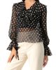 IVONNE IVONNE See-Through Polka Dot V-Neck Blouse - 1