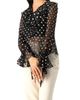 IVONNE IVONNE See-Through Polka Dot V-Neck Blouse - 2