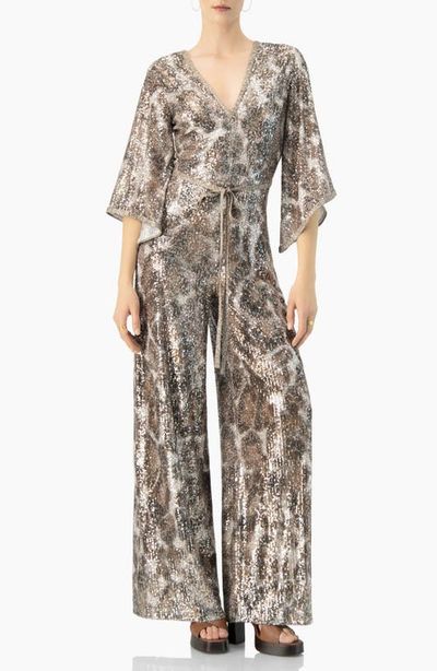IVONNE IVONNE Sequin Wide-Leg, V-Neck Jumpsuit