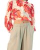 IVONNE IVONNE Shimmering Printed Blouse with Pleated Round Neck - 1