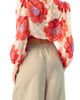IVONNE IVONNE Shimmering Printed Blouse with Pleated Round Neck - 2