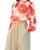 IVONNE IVONNE Shimmering Printed Blouse with Pleated Round Neck - 3