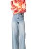 IVONNE IVONNE Shimmering Printed Blouse with Pleated Round Neck - 5