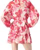 IVONNE IVONNE Short Floral Print Shirt Dress with Long Sleeves - 2