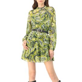 IVONNE IVONNE Short Paisley Dress with Long Sleeves