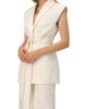 IVONNE IVONNE Single-Breasted Linen Vest with Waist Tie - 3