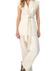 IVONNE IVONNE Single-Breasted Linen Vest with Waist Tie - 4