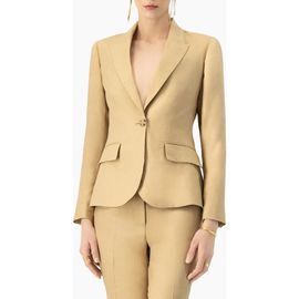 IVONNE IVONNE Single-Button Tailored Linen Blazer