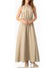 IVONNE IVONNE Sleeveless Crinkle Halter Maxi Dress with Cinched Waist A-Line - 1