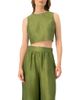 IVONNE IVONNE Sleeveless Cropped Linen Top - 1