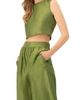 IVONNE IVONNE Sleeveless Cropped Linen Top - 2