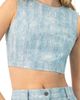IVONNE IVONNE Sleeveless Embroidered Denim Crop Top - 5