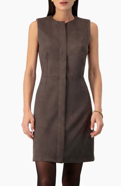 IVONNE IVONNE Sleeveless Faux Suede Sheath Dress