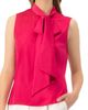 IVONNE IVONNE Sleeveless Satin Blouse with Neck Tie - 1