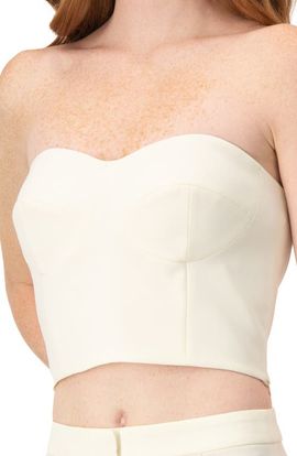 IVONNE IVONNE Solid Natural Tube Crop Top 