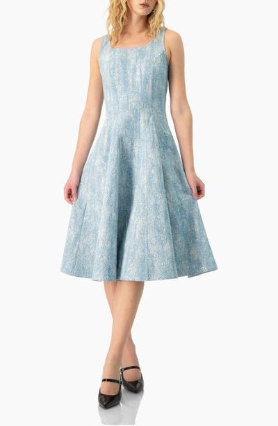 IVONNE IVONNE Square Neck Midi Denim Dress