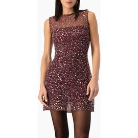 IVONNE IVONNE Statement Sequin Mesh Short Dress