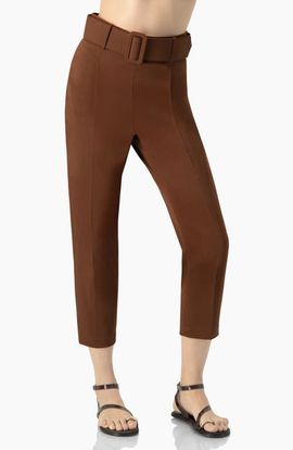IVONNE IVONNE Straight-Leg Gabardine Pants with Belt
