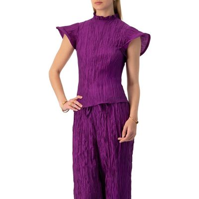 IVONNE IVONNE Straight Blouse with Ruffle Short Sleeves