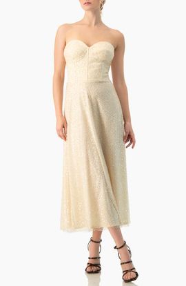 IVONNE IVONNE Strapless Bustier Sequin Midi Dress