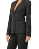 IVONNE IVONNE Striped Blazer With Belt - 4