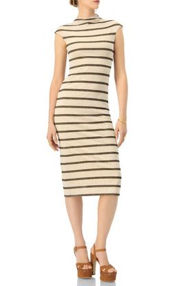 IVONNE IVONNE Striped Jersey Midi Dress