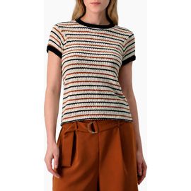IVONNE IVONNE Striped Knit Crewneck Blouse