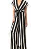 IVONNE IVONNE Striped V-Neck Jumpsuit with Waist Tie - 3