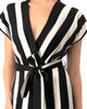 IVONNE IVONNE Striped V-Neck Jumpsuit with Waist Tie - 4