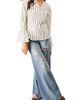 IVONNE IVONNE Striped V-Neck Oversized Shirt - 5