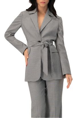IVONNE IVONNE Tailored Houndstooth Blazer with Belt