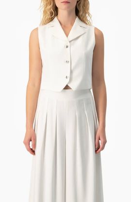 IVONNE IVONNE Tailored Sleeveless Crop Blazer Vest