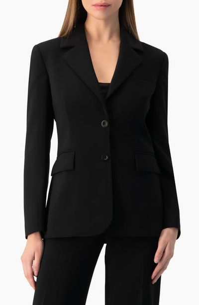 IVONNE IVONNE Tailored Two-Button Black Power Blazer 